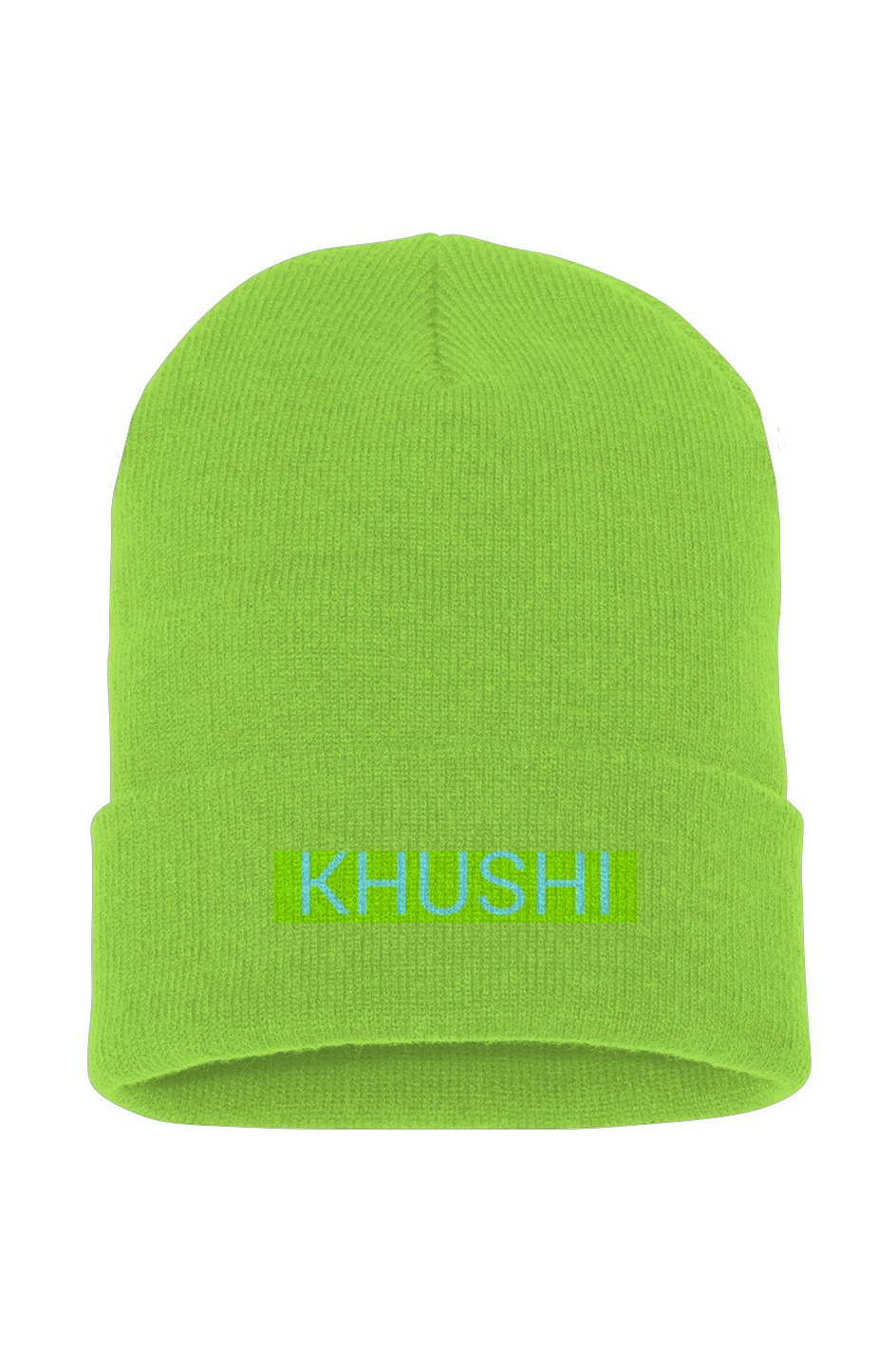 KHUSHI Safety Green Cuffed Beanie