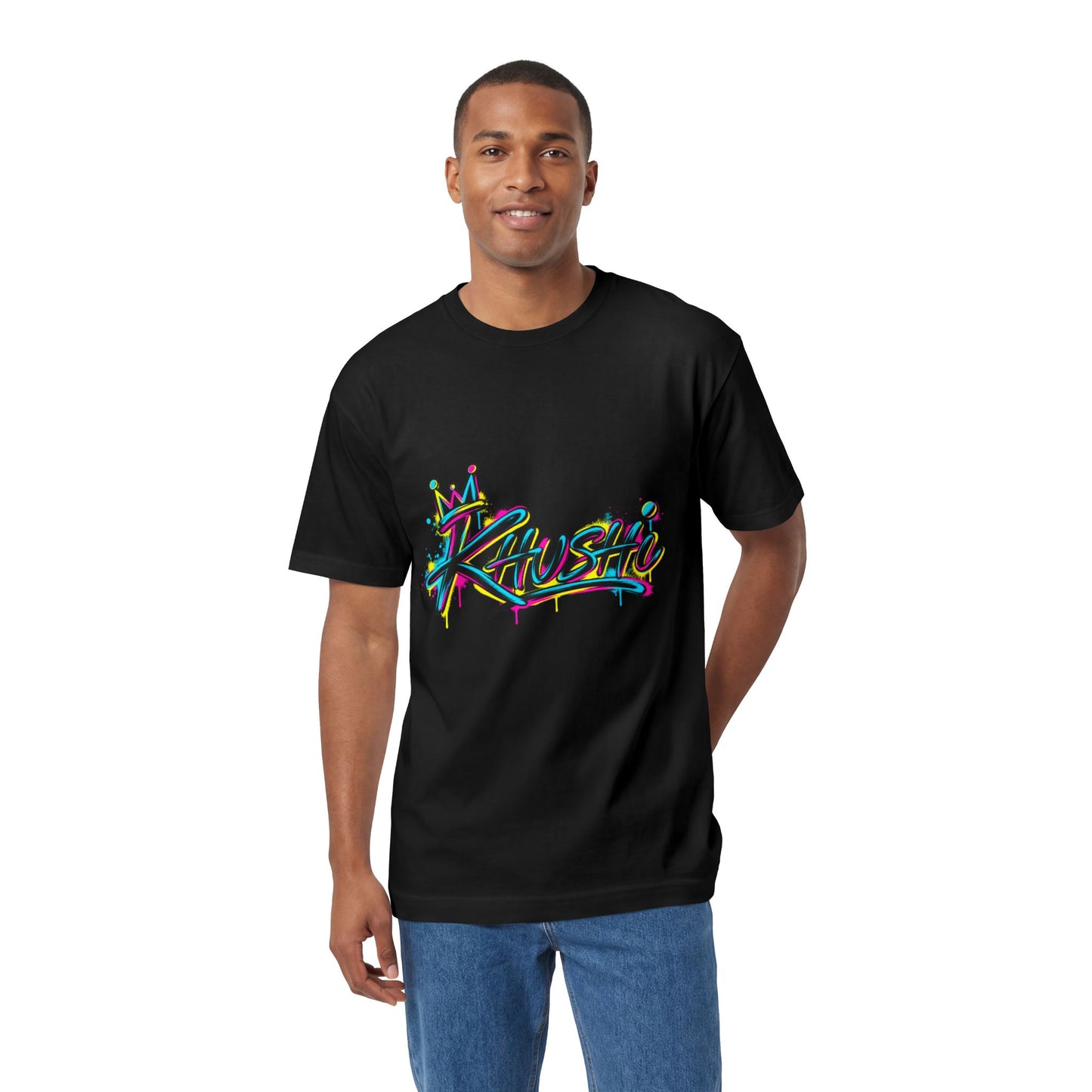Khushi Graffiti Tee — Colorful Crown Streetwear T-Shirt