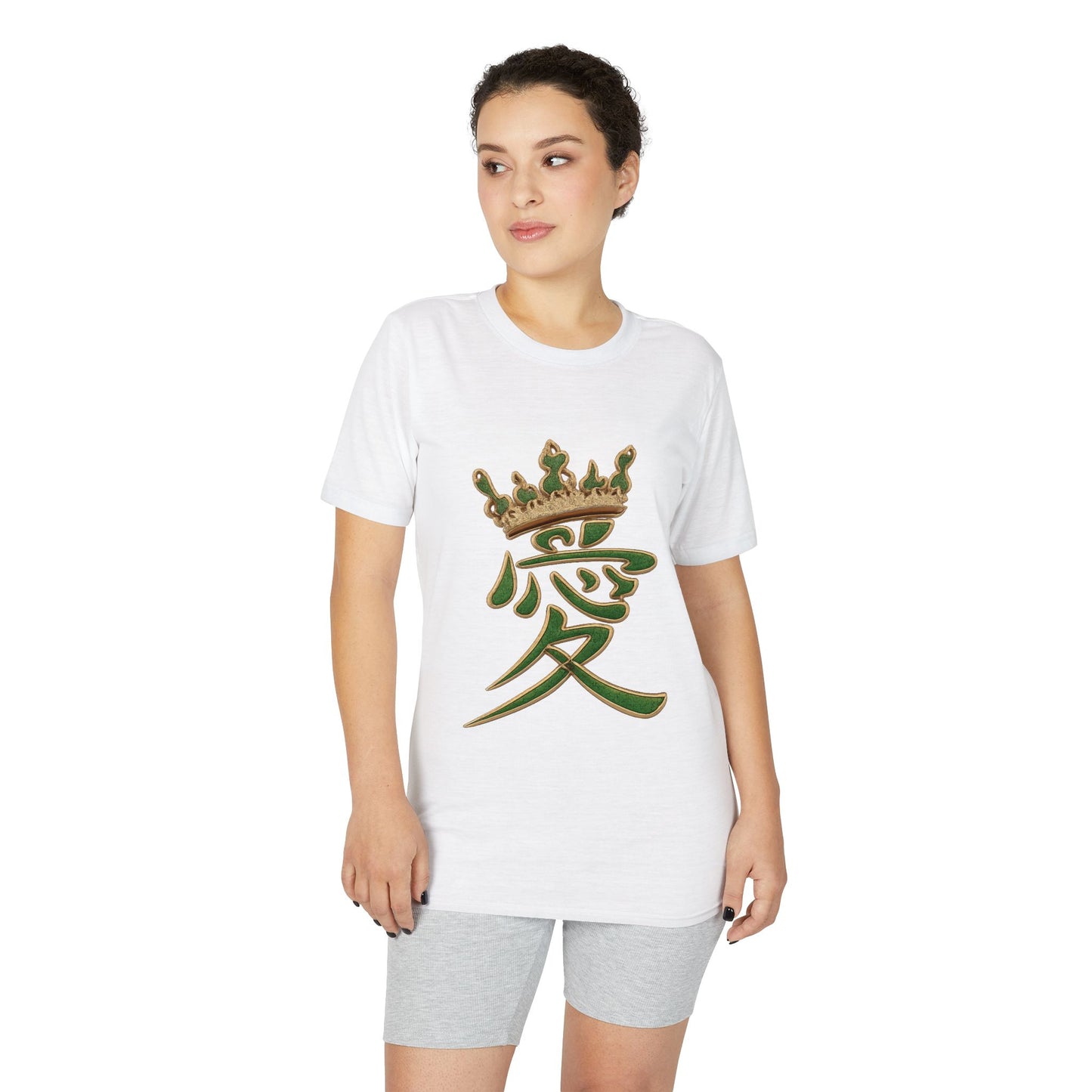 KHUSHI Love Crown Performance T-Shirt — Japanese Kanji Love with Crown Graphic
