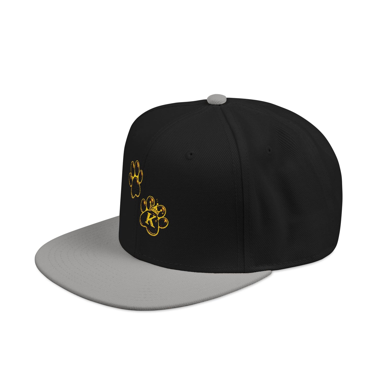 KHUSHI Snapback Hat - Embroidered Gold Leopard Paw Print
