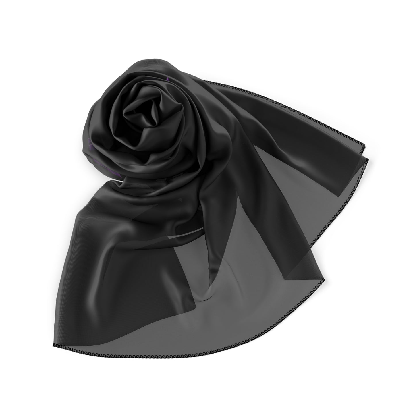 Embroidered Crown 'Khushi' Poly Scarf — Lightweight Black Fashion Scarf