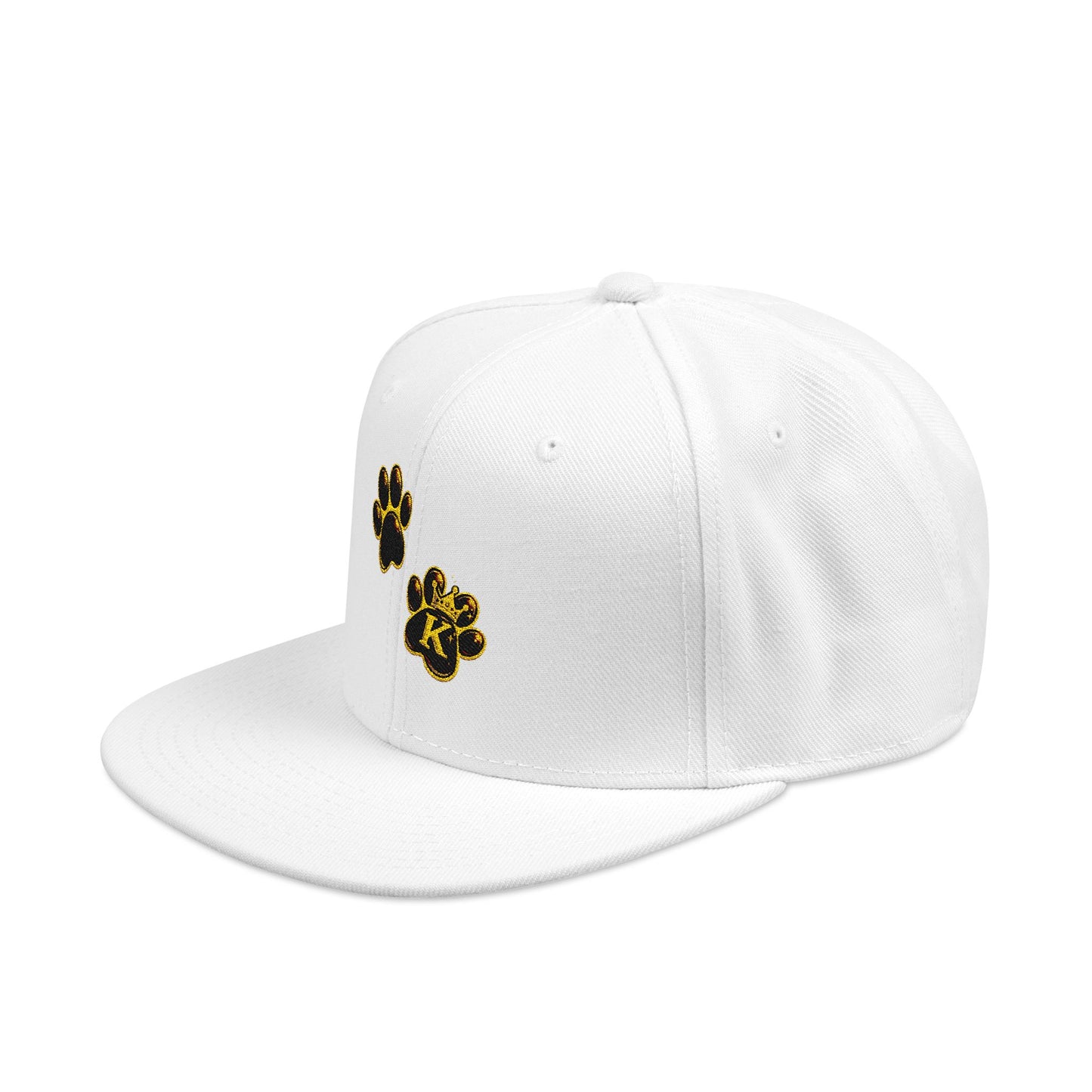 KHUSHI Snapback Hat - Embroidered Gold Leopard Paw Print