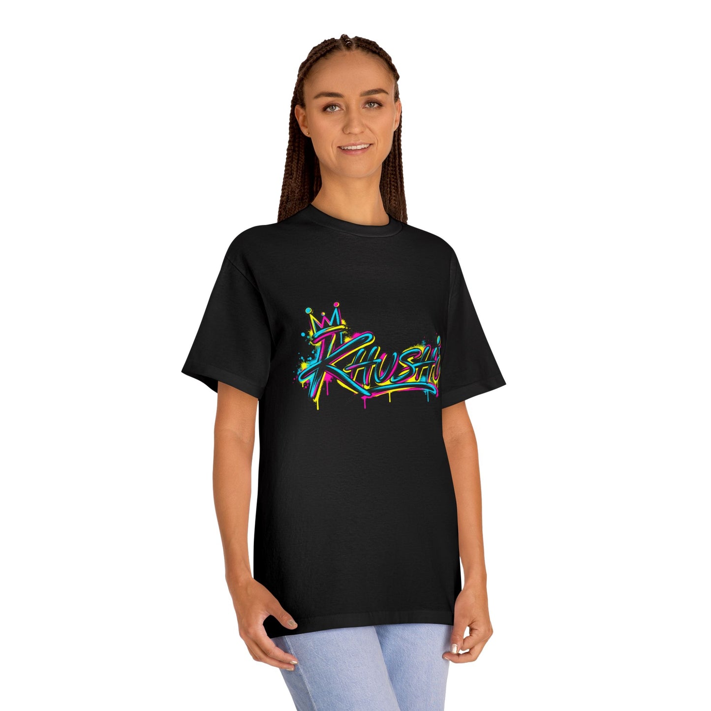 Khushi Graffiti Tee — Colorful Crown Streetwear T-Shirt