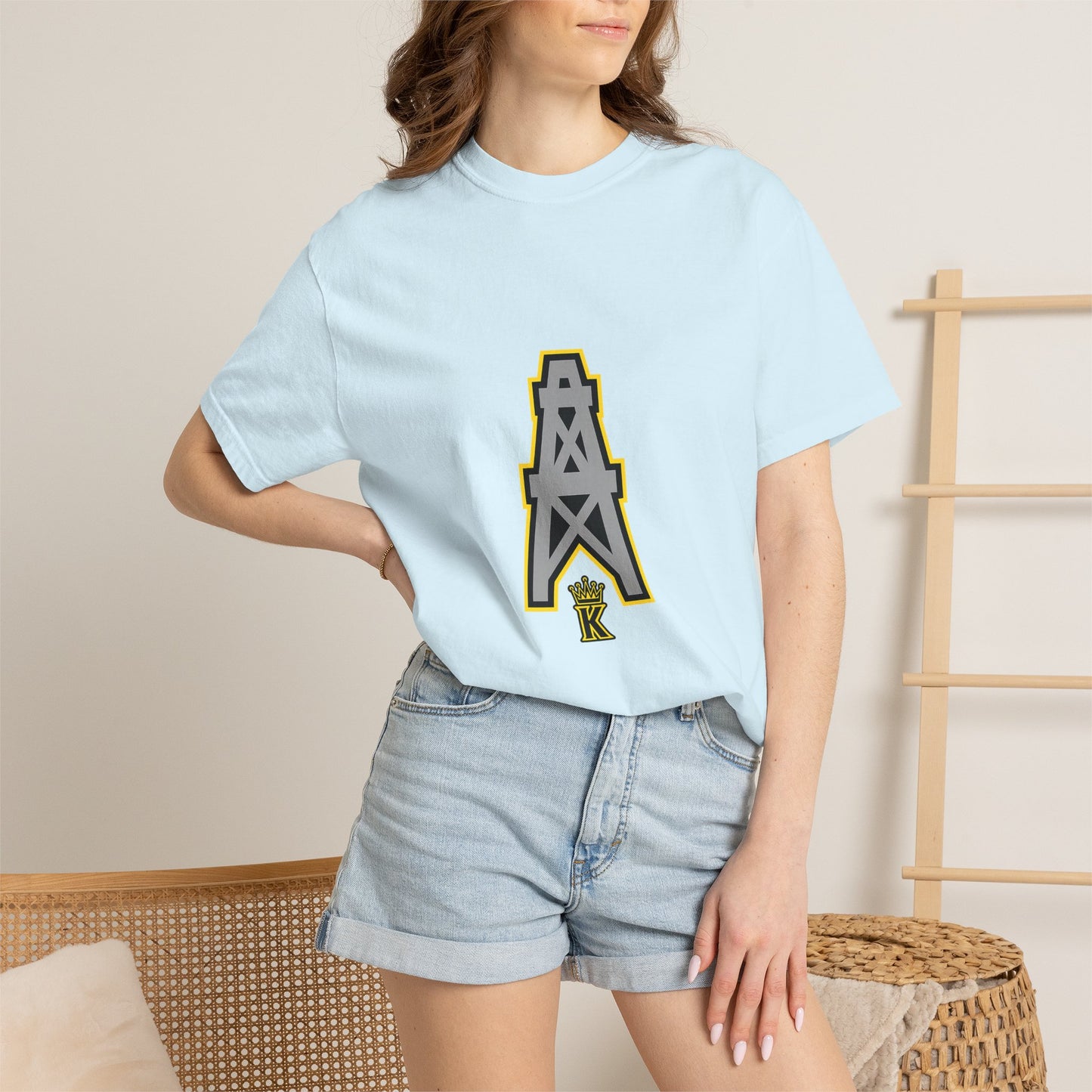 KHUSHI Classic Oil Graphic T-Shirt — Retro Industrial Logo Tee