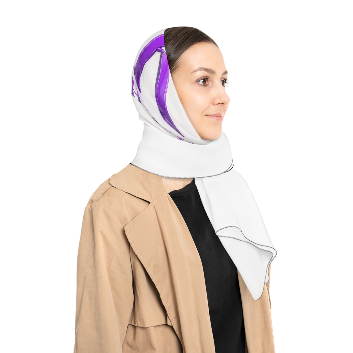 Personalized Monogram Scarf — Purple Crown “K Khushi” Polyester Scarf