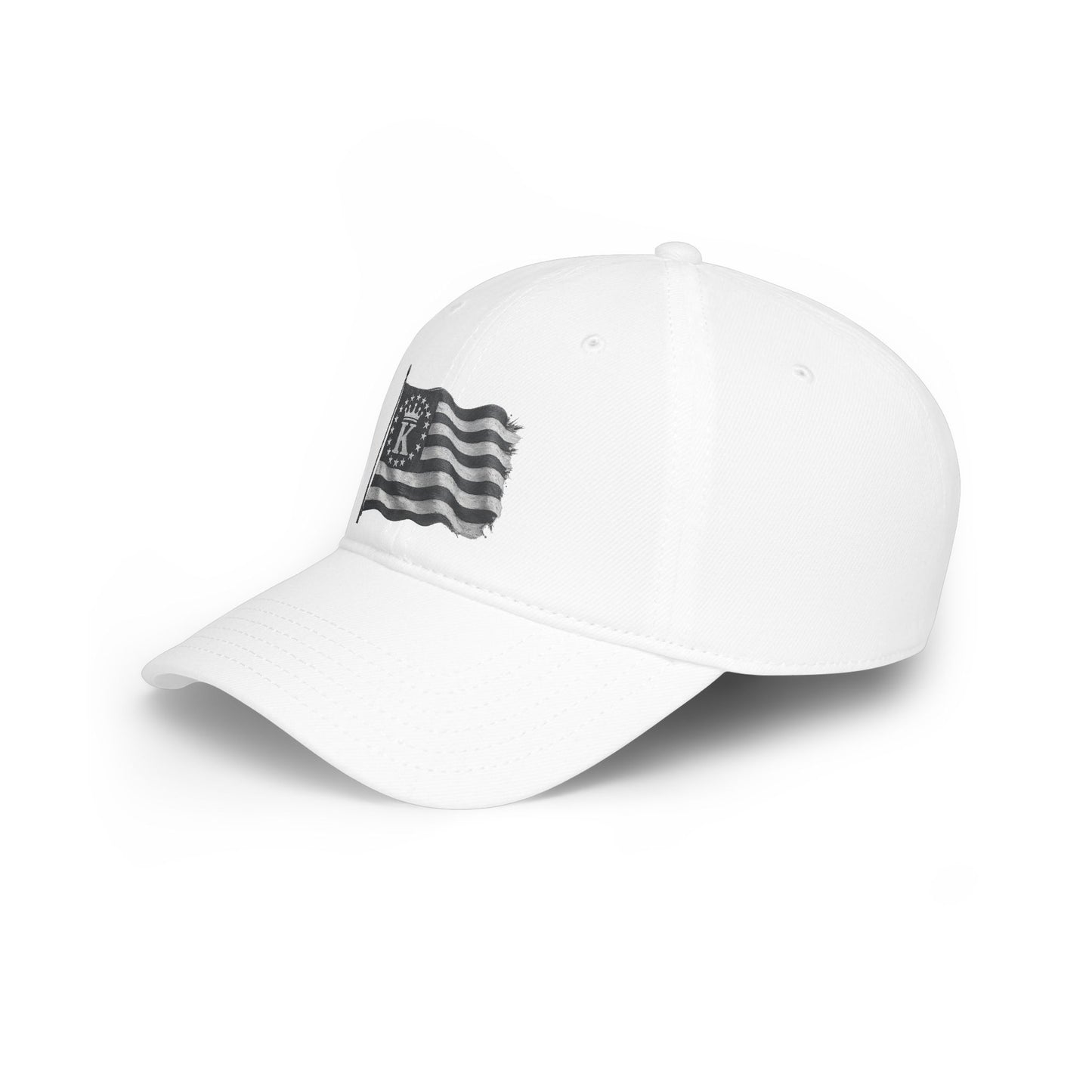 Distressed Flag Baseball Cap with 'KHUSHI Crest — Vintage Americana Low Profile Hat