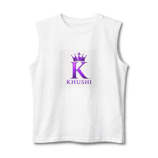 Khushi Crown Muscle Tank — Personalized Purple 'K' Monogram Tank Top