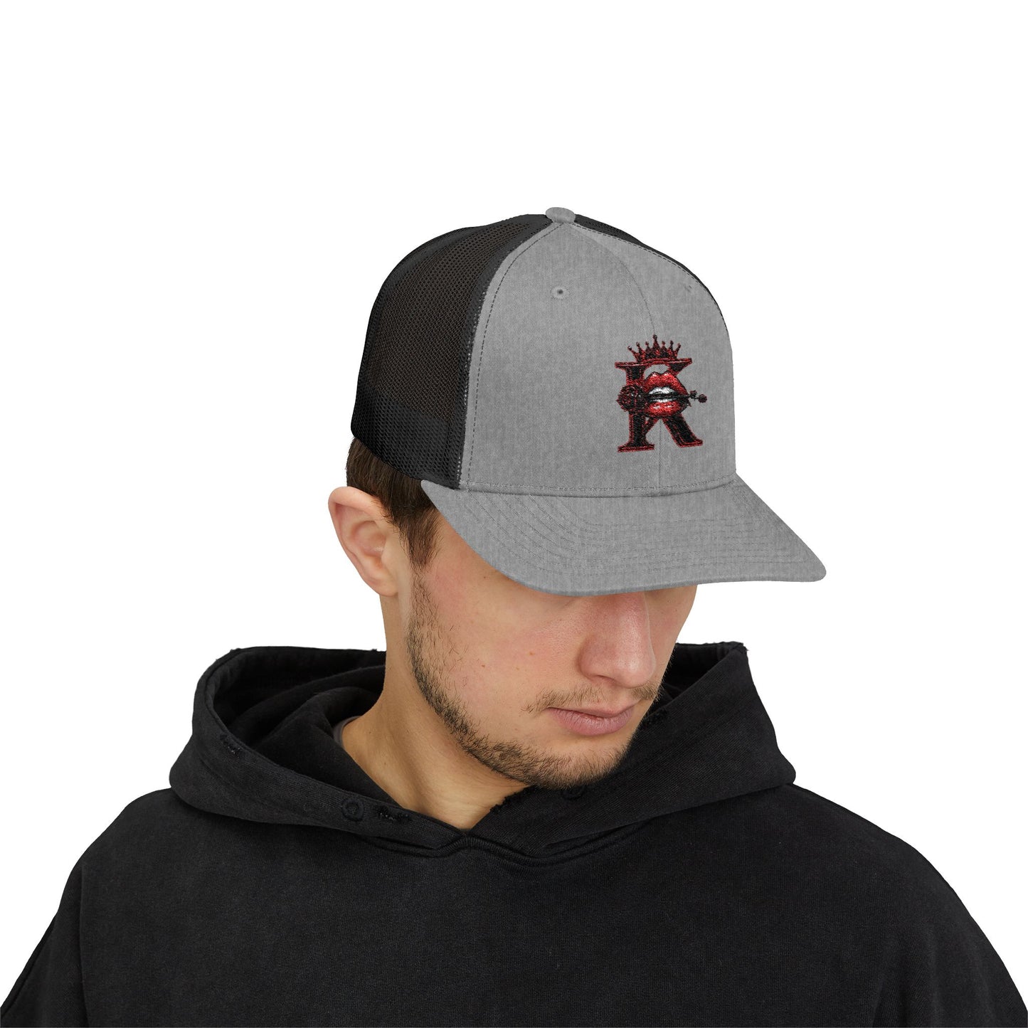 Crowned R Trucker Cap – Embroidered Royal Initial Snapback