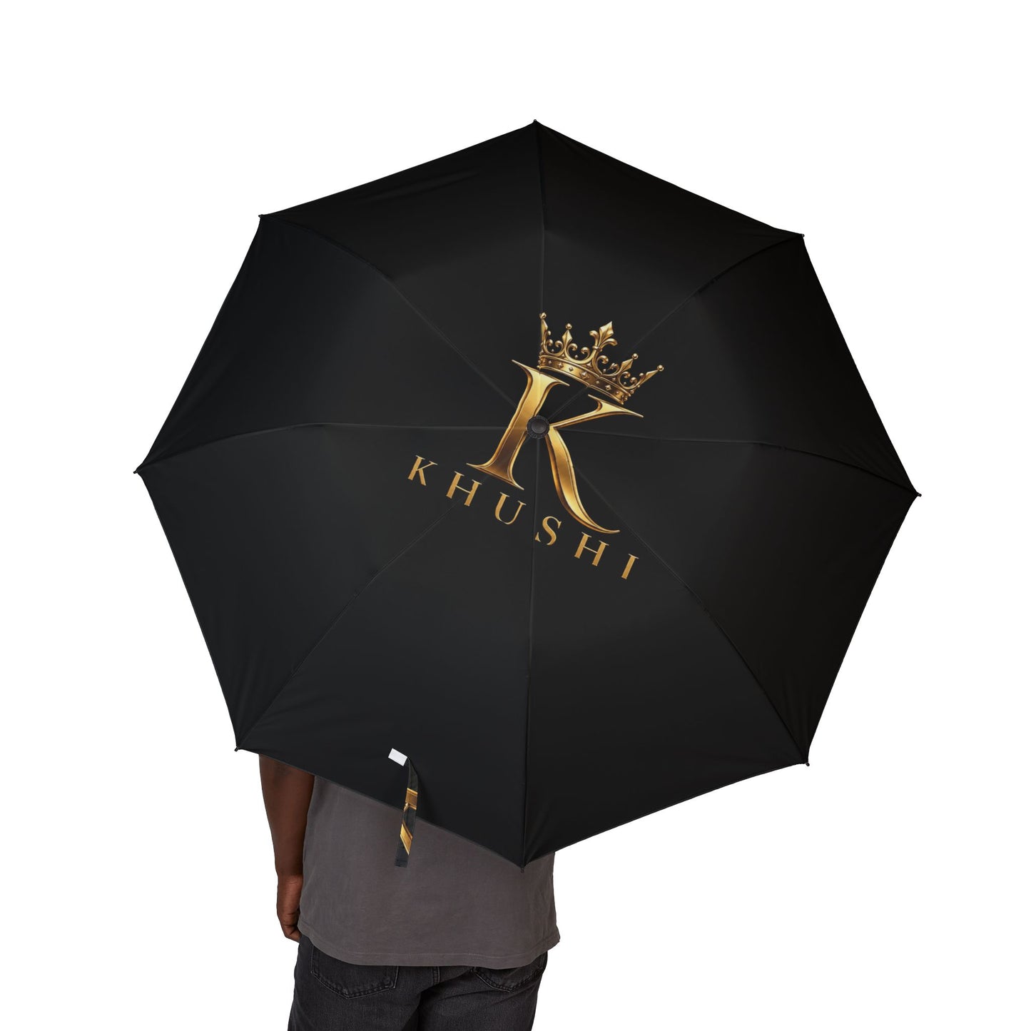 Gold Crown Semi-Automatic Foldable Umbrella — Compact Luxury Rain Shield