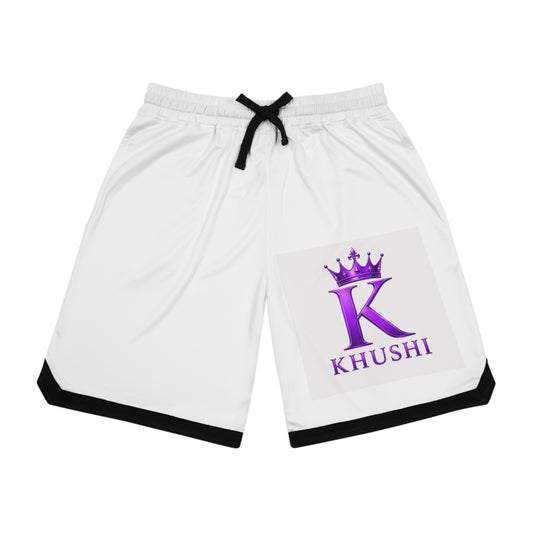 KHUSHI Crown Basketball Rib Shorts – Custom White Athletic Shorts