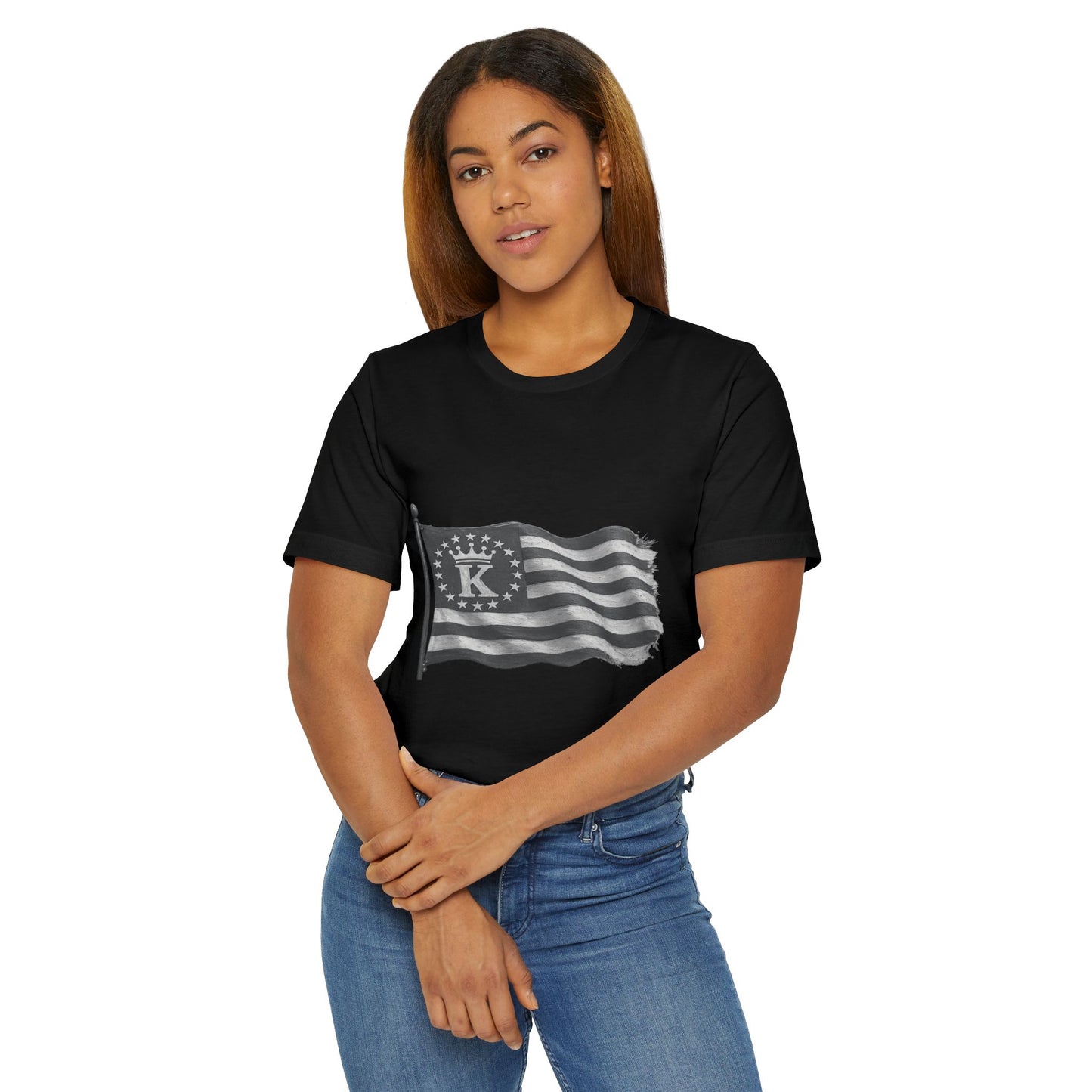 Vintage Flag T-Shirt — Monogram 'KHUSHI' Patriotic Tee