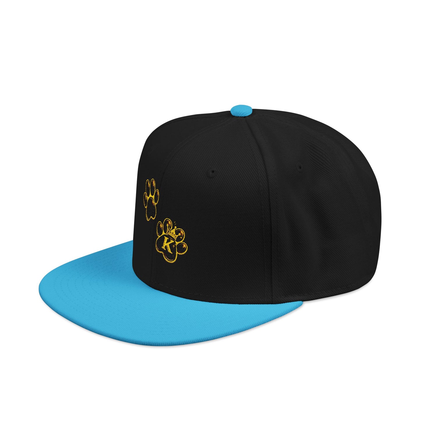 KHUSHI Snapback Hat - Embroidered Gold Leopard Paw Print
