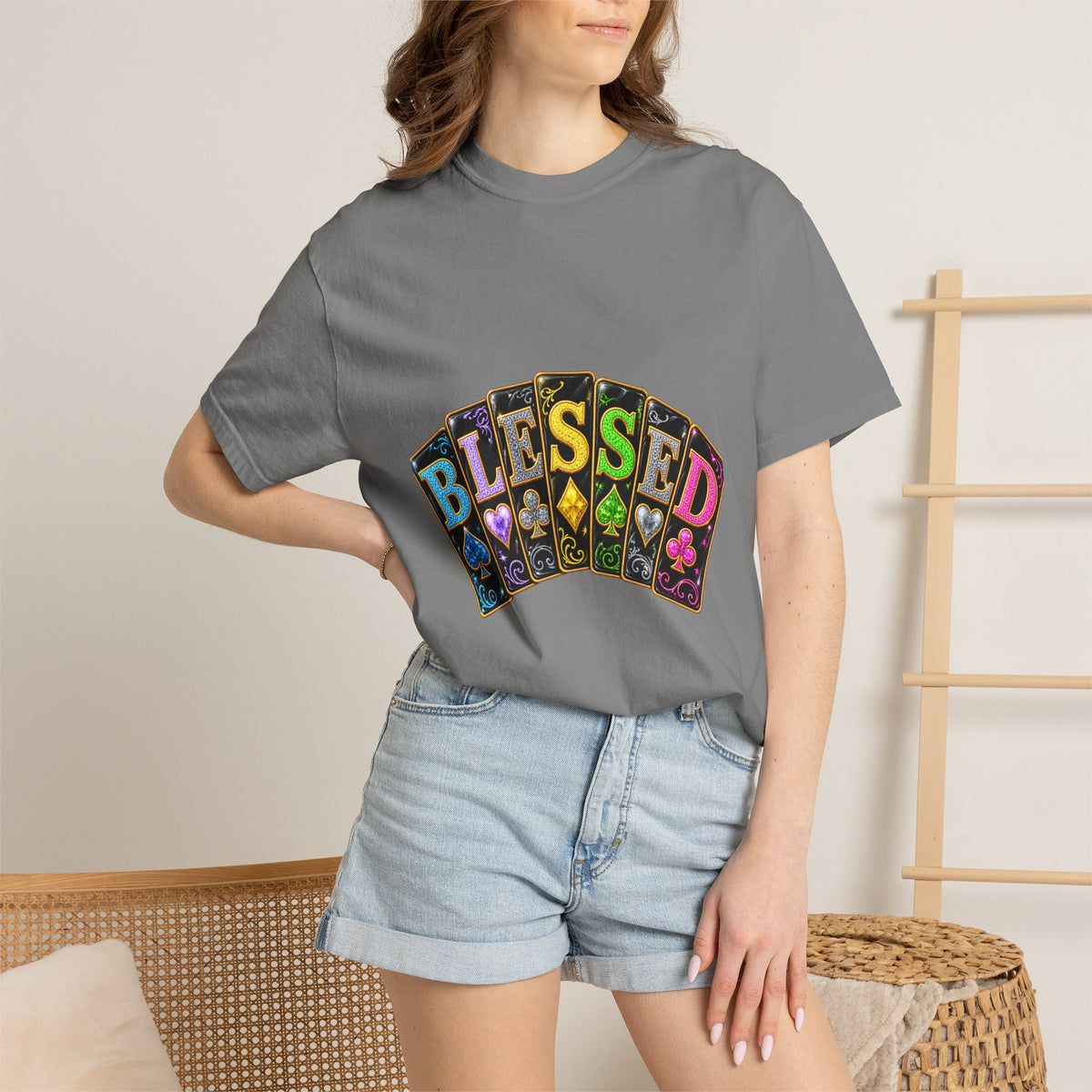 Blessed Playing Cards T-Shirt — Colorful  Graphic Tee