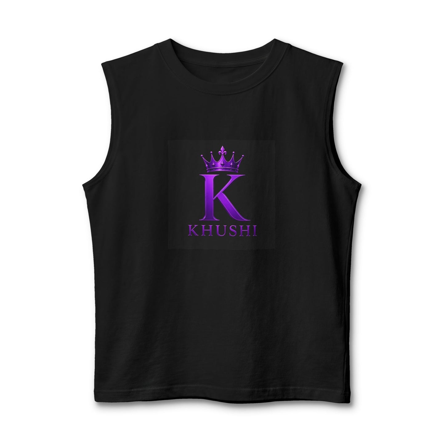 Khushi Purple Crown Tank Top — Personalized 'K' Muscle Tee