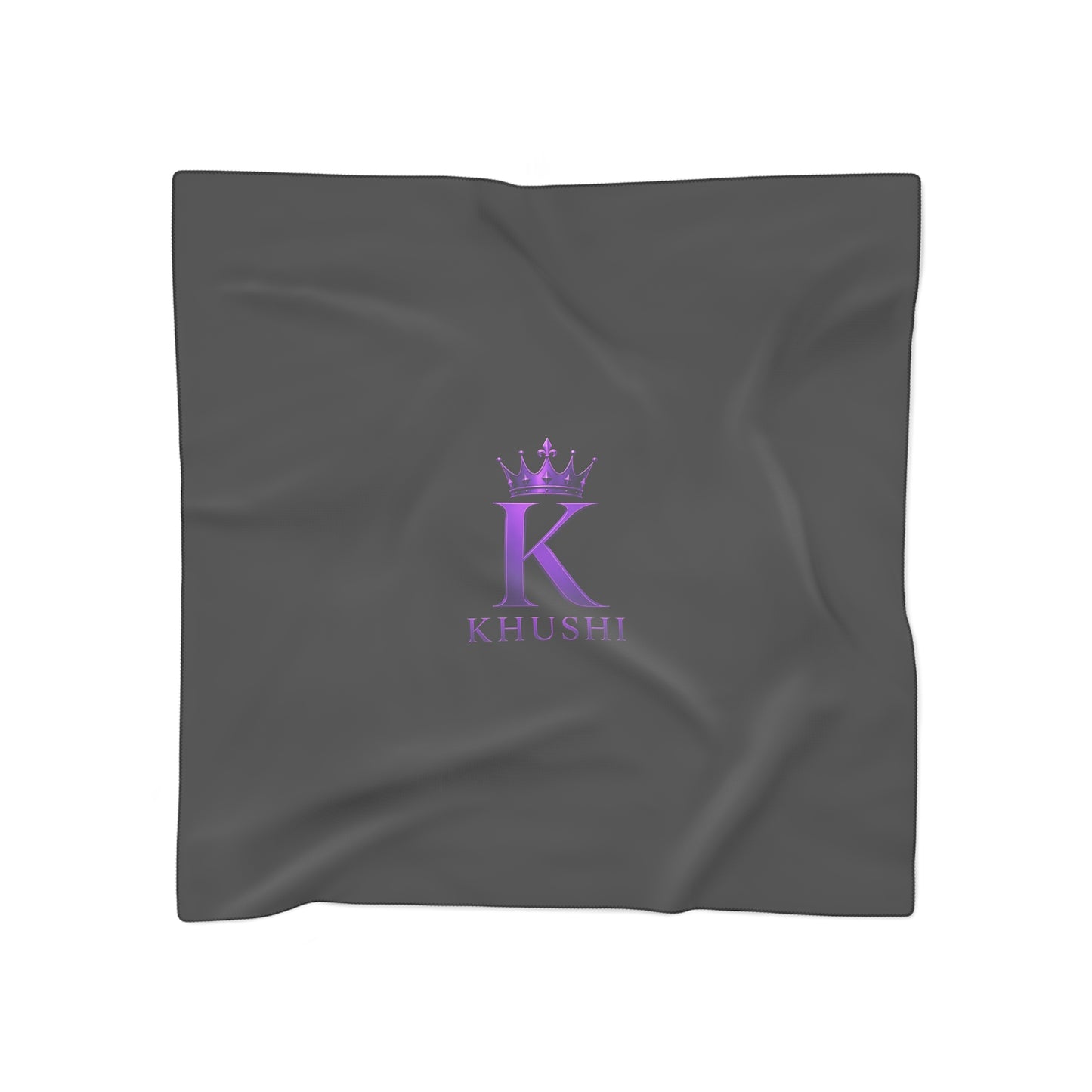 Embroidered Crown 'Khushi' Poly Scarf — Lightweight Black Fashion Scarf