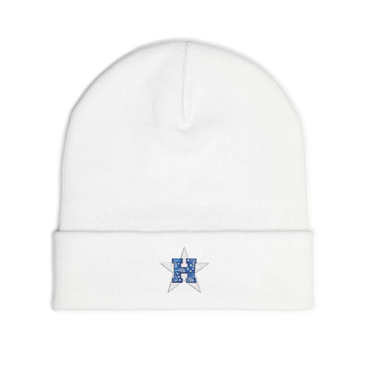Embroidered Distressed Bandana Star Knit Beanie — Americana Winter Hat