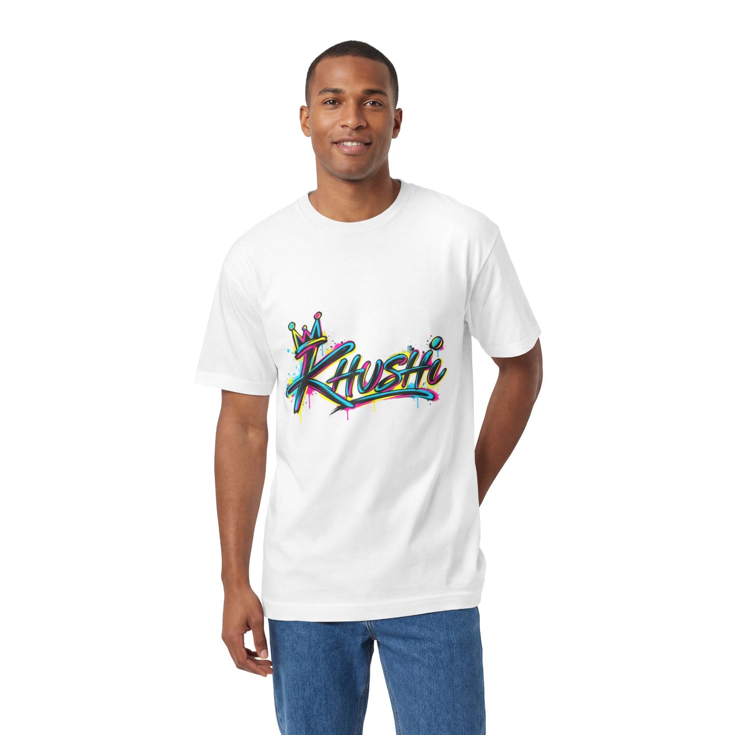 Khushi Graffiti Tee — Colorful Crown Streetwear T-Shirt