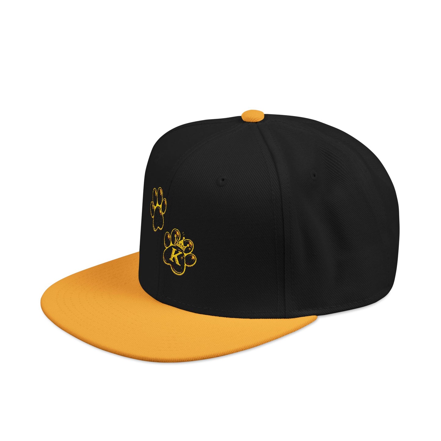 KHUSHI Snapback Hat - Embroidered Gold Leopard Paw Print