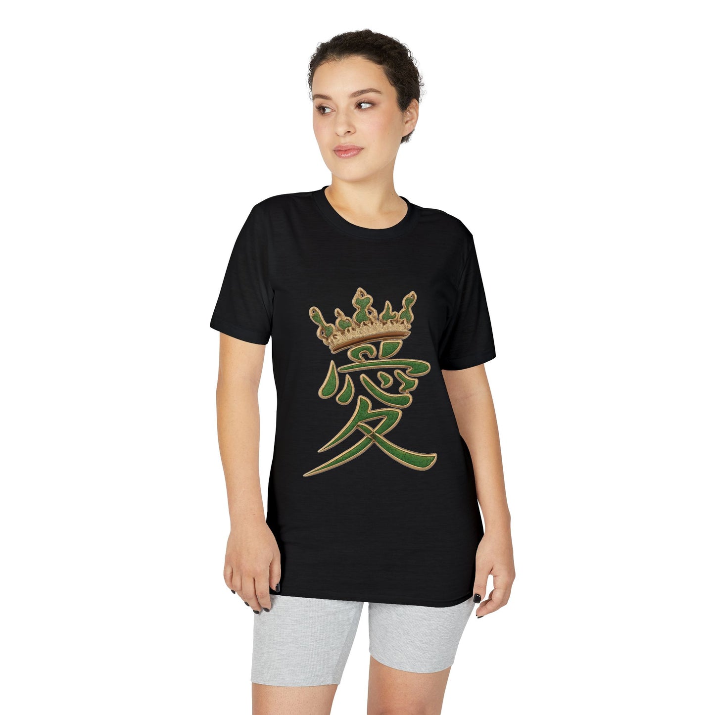 KHUSHI Love Crown Performance T-Shirt — Japanese Kanji Love with Crown Graphic
