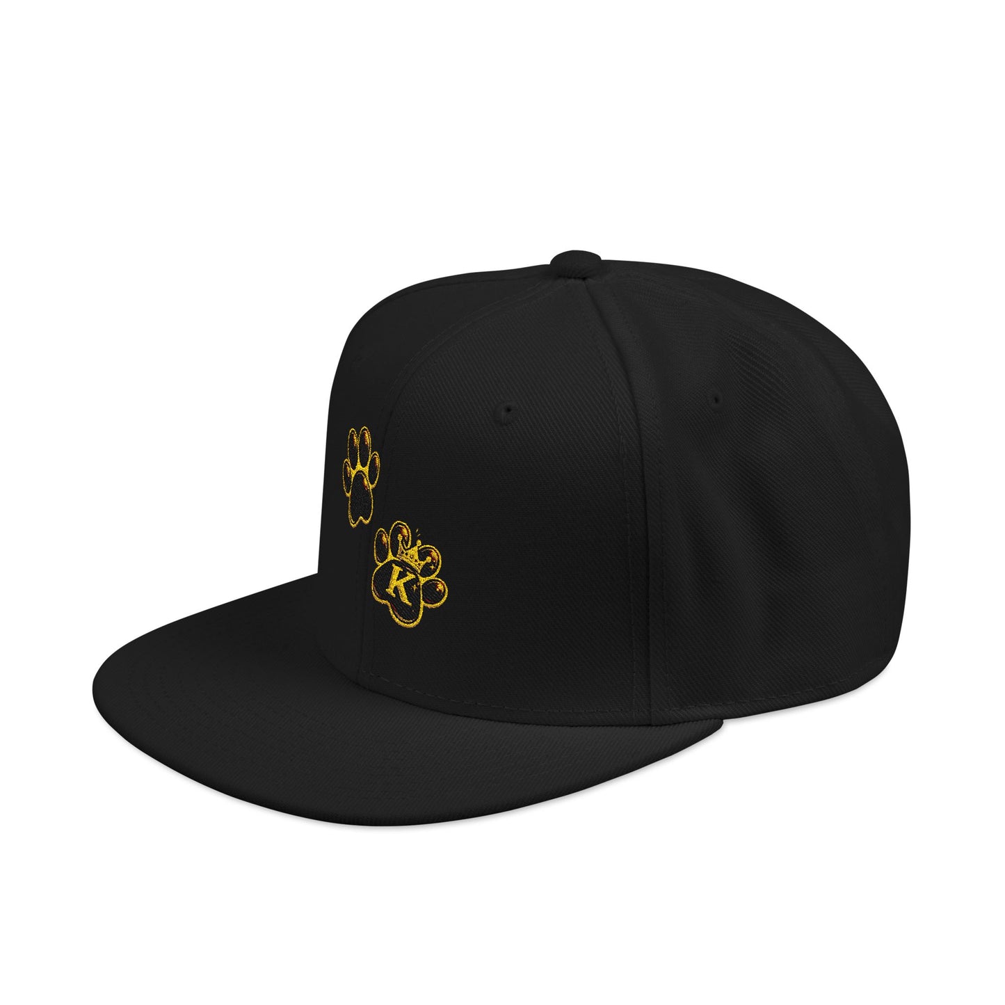 KHUSHI Snapback Hat - Embroidered Gold Leopard Paw Print