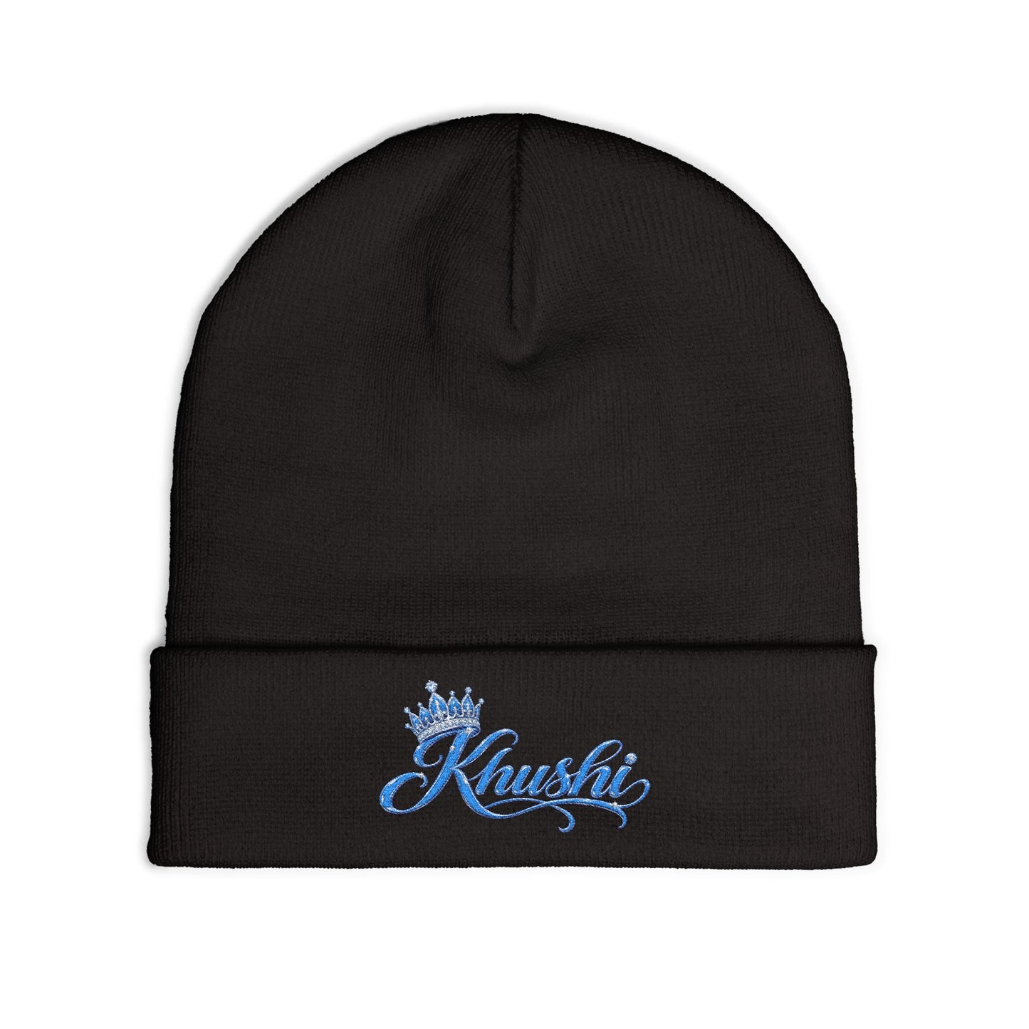 KHUSHI 'Klassic' Crown Knit Beanie — Sparkle Script Winter Hat