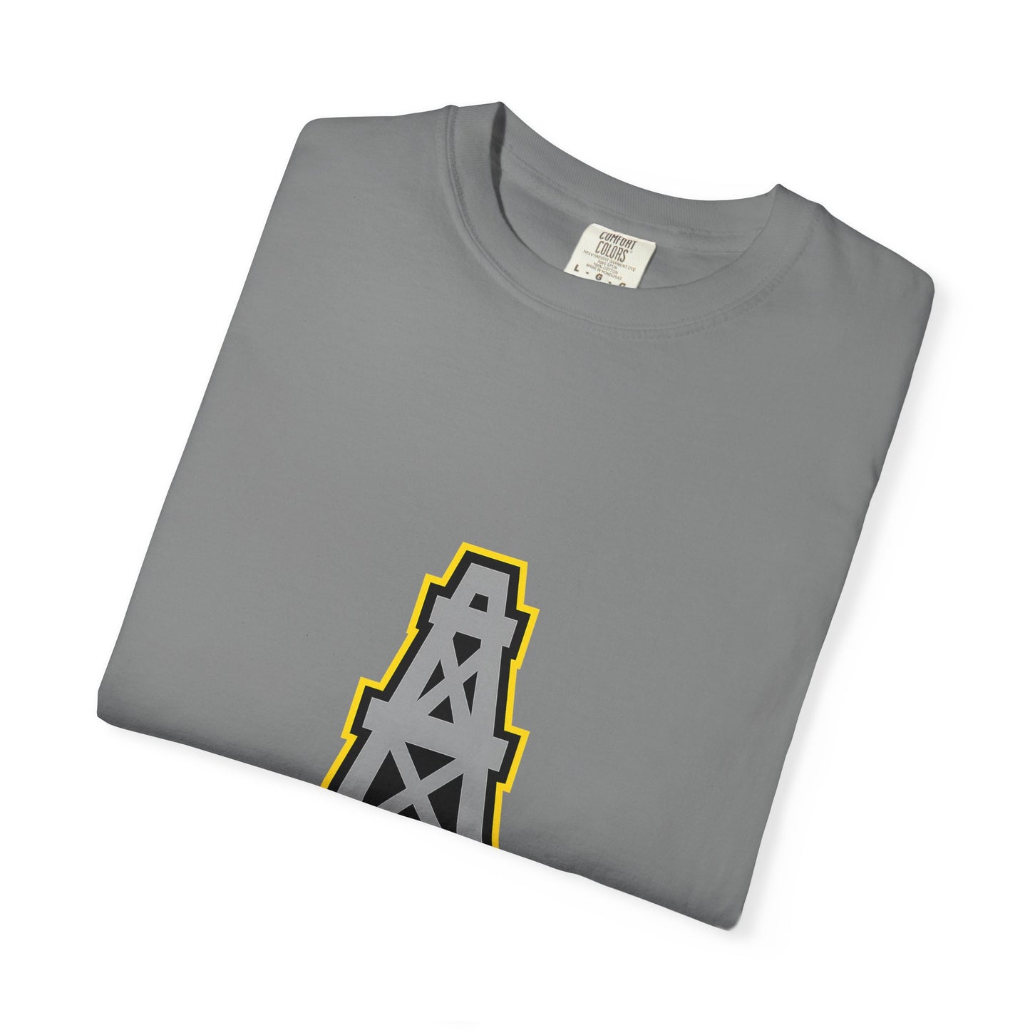 KHUSHI Classic Oil Graphic T-Shirt — Retro Industrial Logo Tee