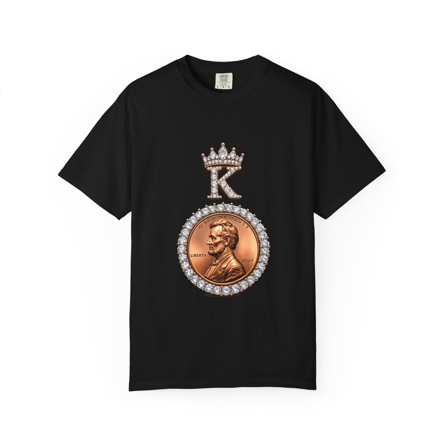 KING KHUSHI Diamond Penny T-Shirt — Crowned Lincoln Coin Graphic Tee