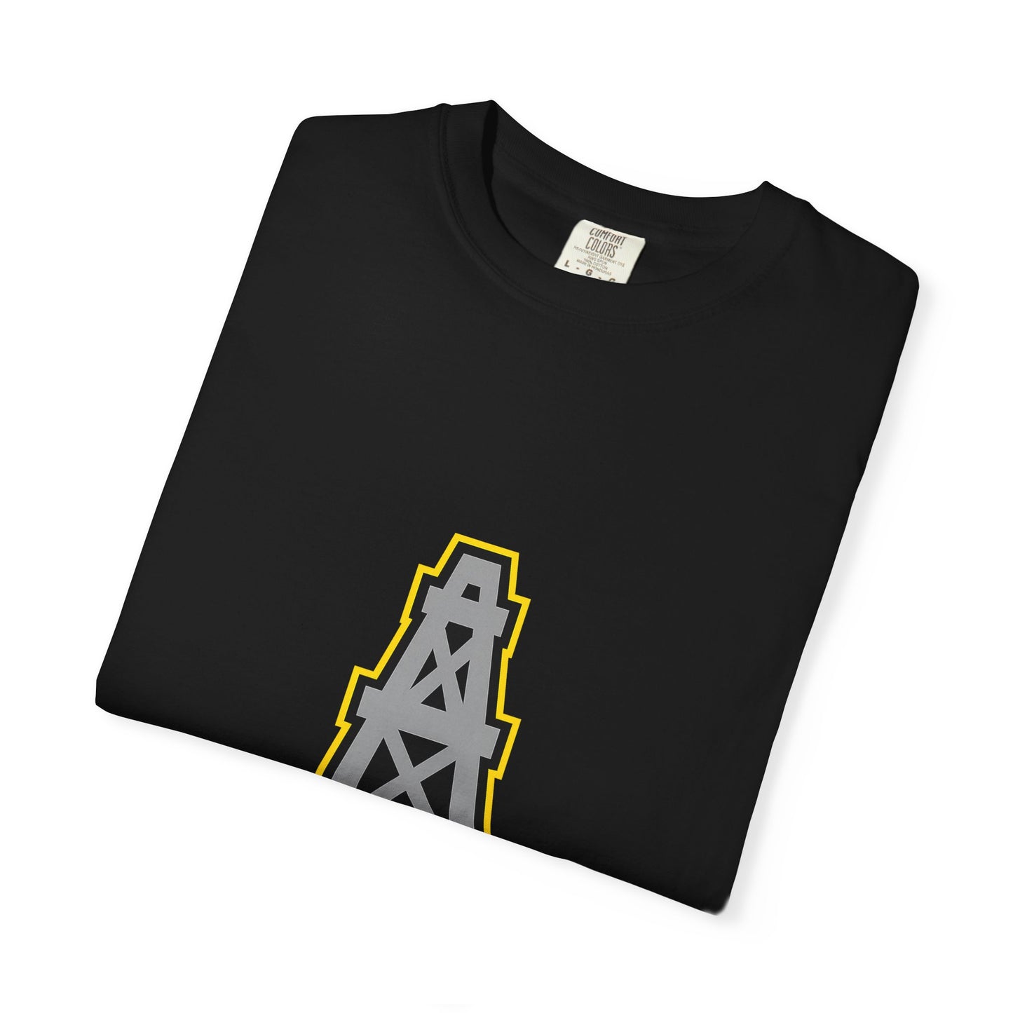 KHUSHI Classic Oil Graphic T-Shirt — Retro Industrial Logo Tee