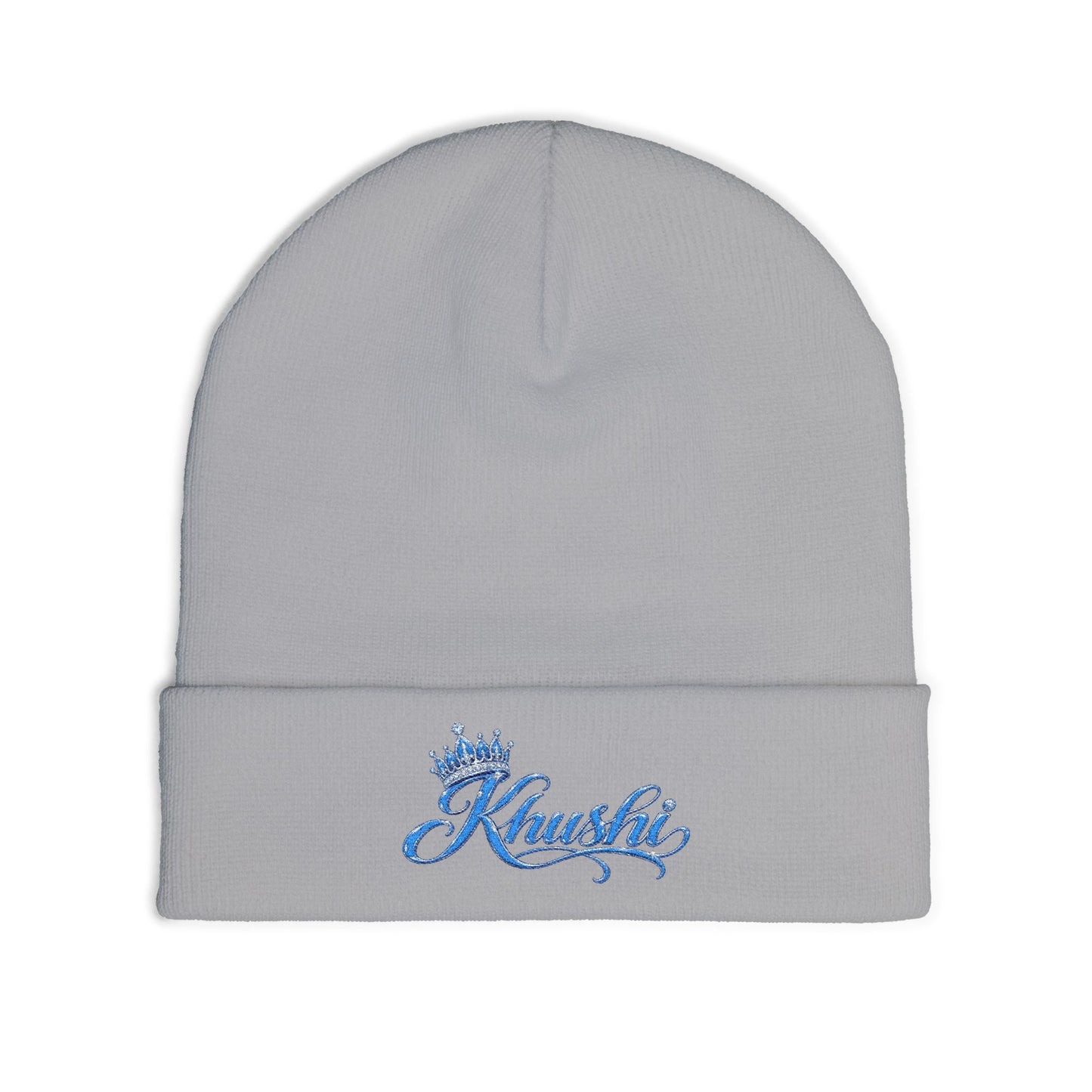 KHUSHI 'Klassic' Crown Knit Beanie — Sparkle Script Winter Hat
