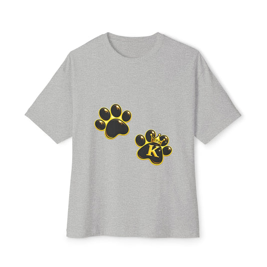 KHUSHI Paw Print Boxy Tee – Black & Gold K Accent