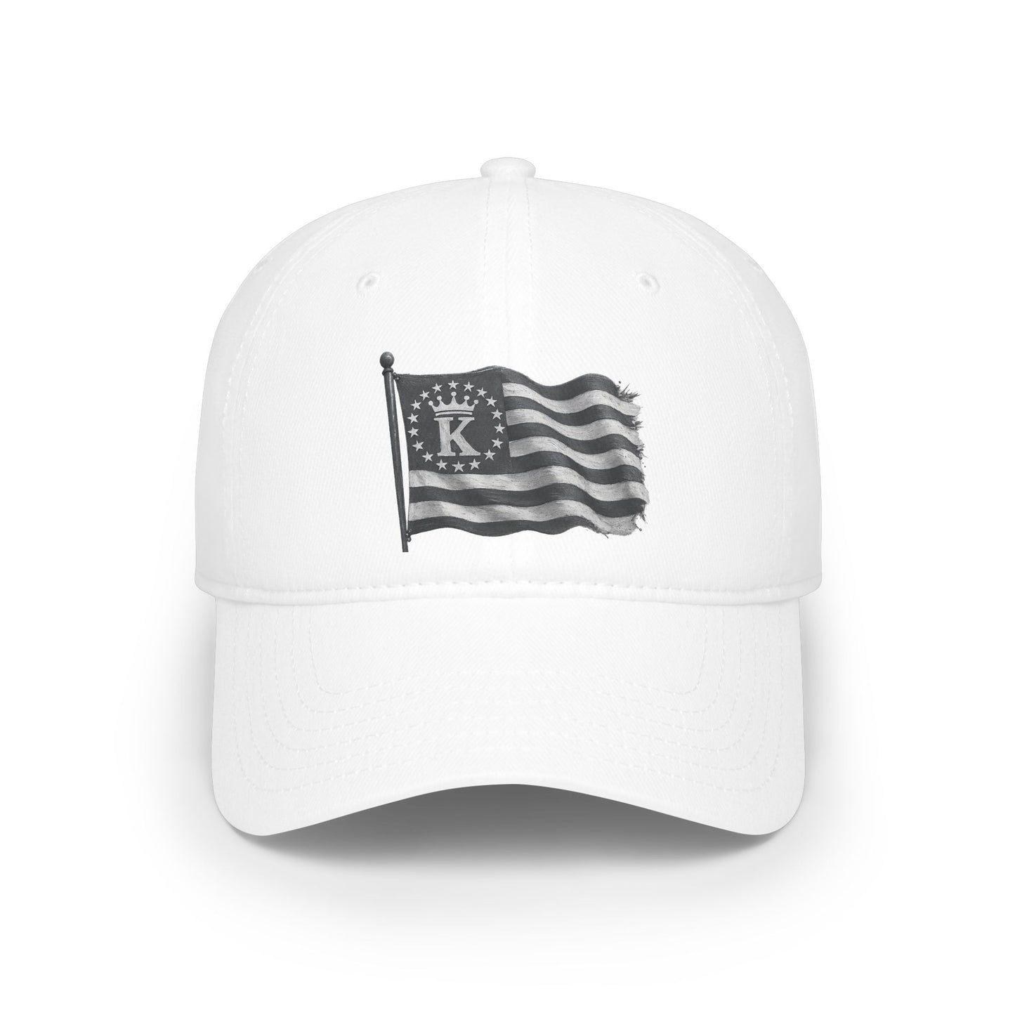 Distressed Flag Baseball Cap with 'KHUSHI Crest — Vintage Americana Low Profile Hat