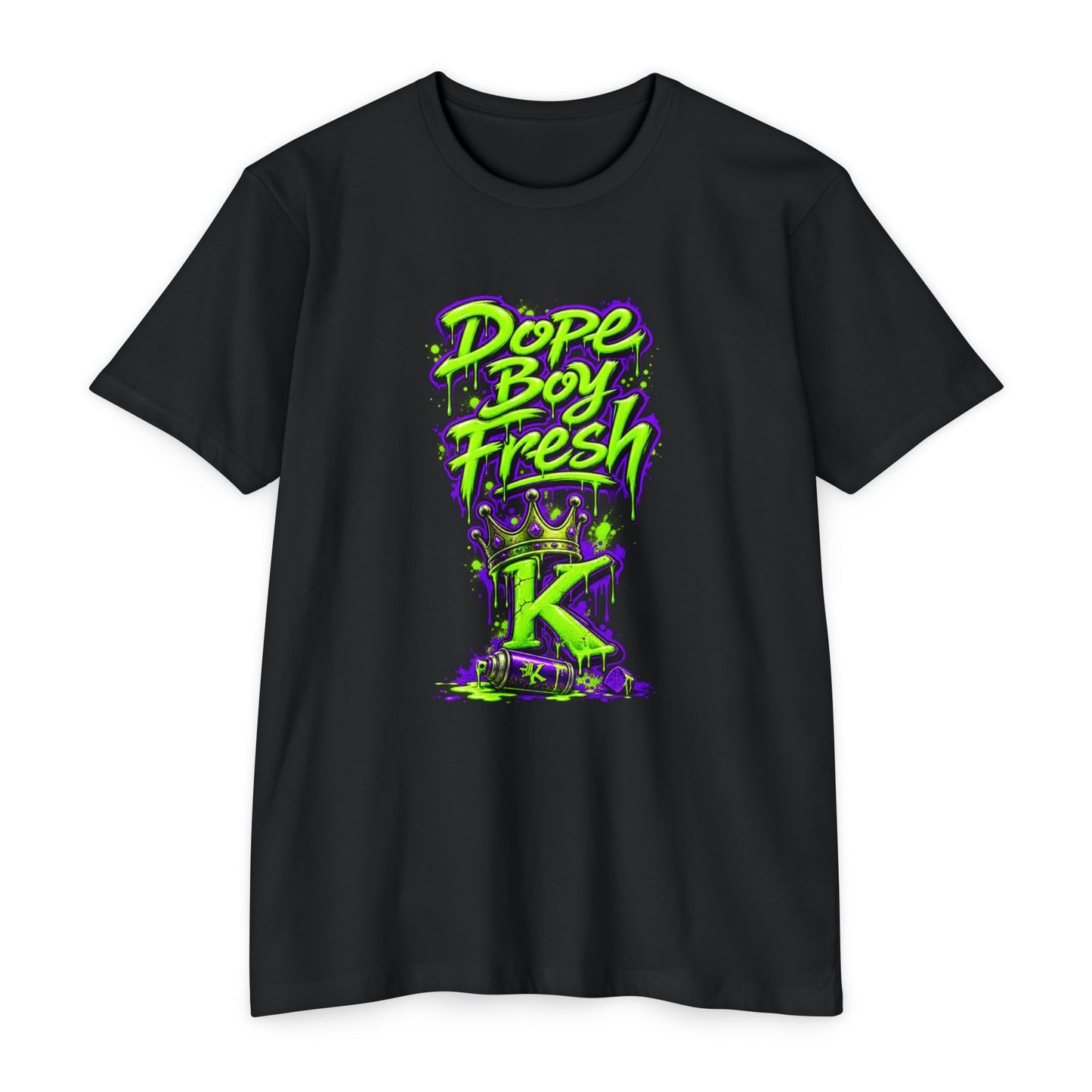 KHUSHI Dope Boy Fresh Graphic T-Shirt — Neon Crown K Streetwear Tee
