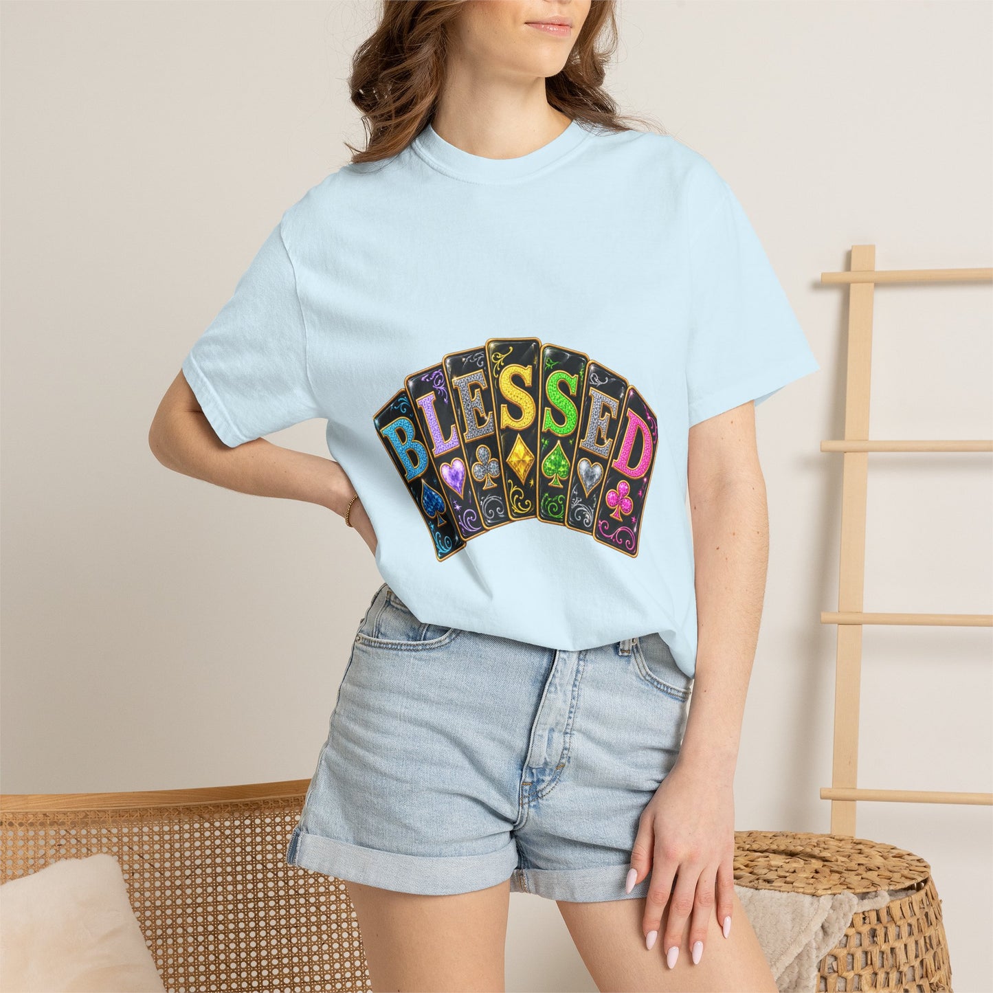 Blessed Playing Cards T-Shirt — Colorful  Graphic Tee