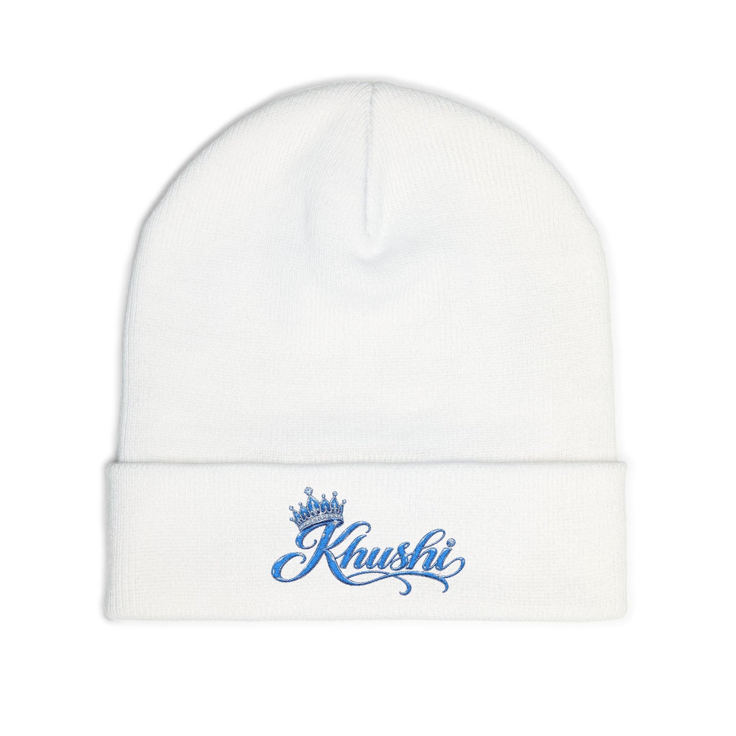 KHUSHI 'Klassic' Crown Knit Beanie — Sparkle Script Winter Hat