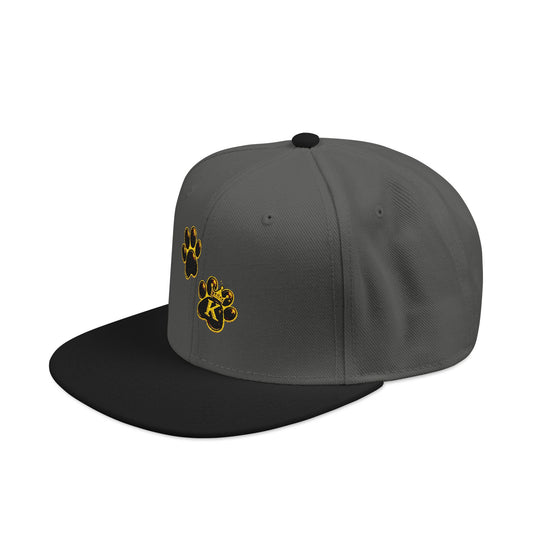 KHUSHI Snapback Hat - Embroidered Gold Leopard Paw Print
