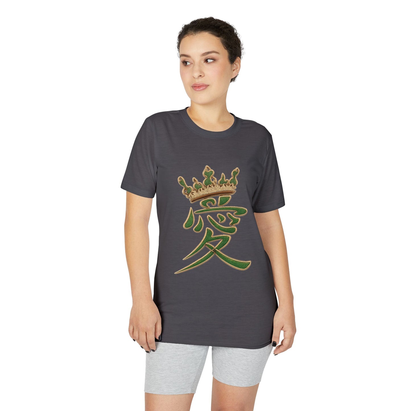 KHUSHI Love Crown Performance T-Shirt — Japanese Kanji Love with Crown Graphic