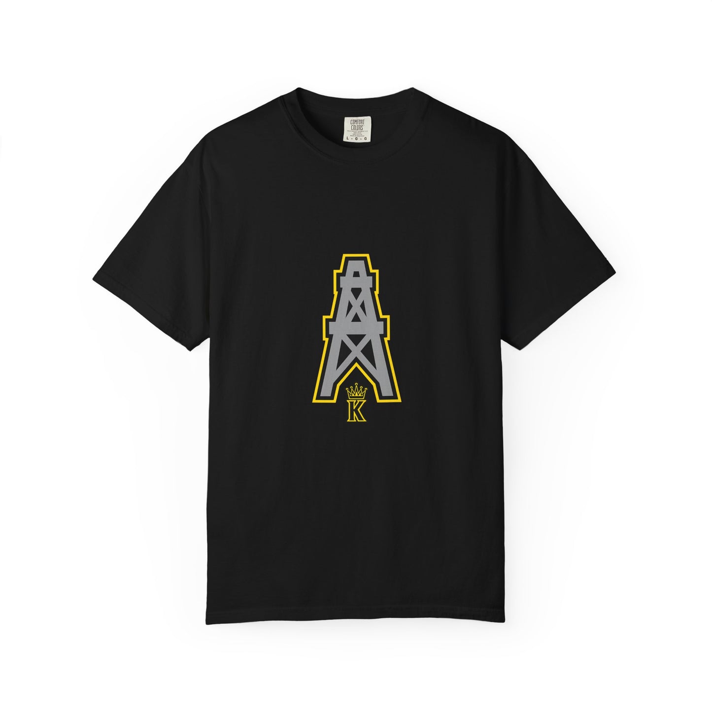 KHUSHI Classic Oil Graphic T-Shirt — Retro Industrial Logo Tee
