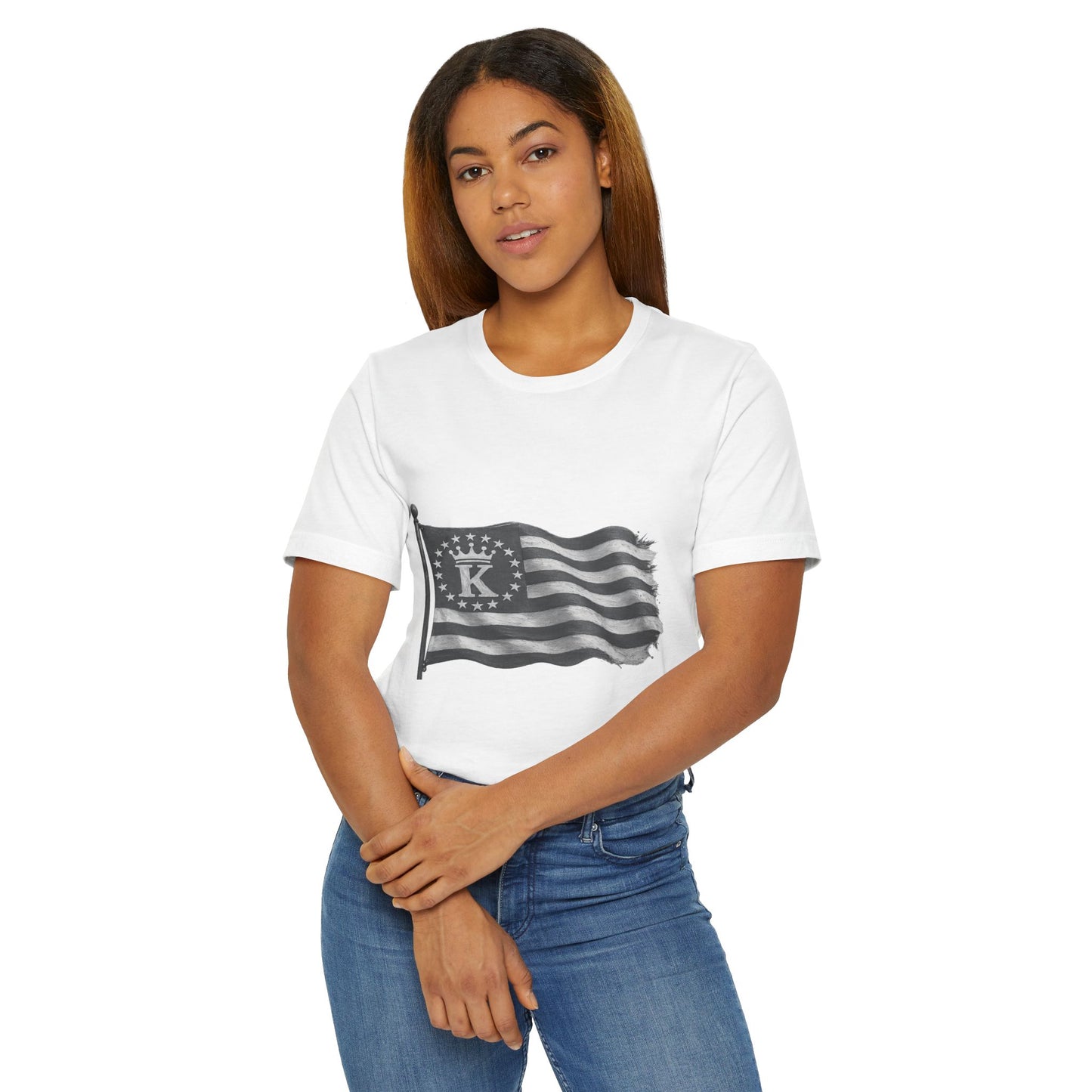 Vintage Flag T-Shirt — Monogram 'KHUSHI' Patriotic Tee