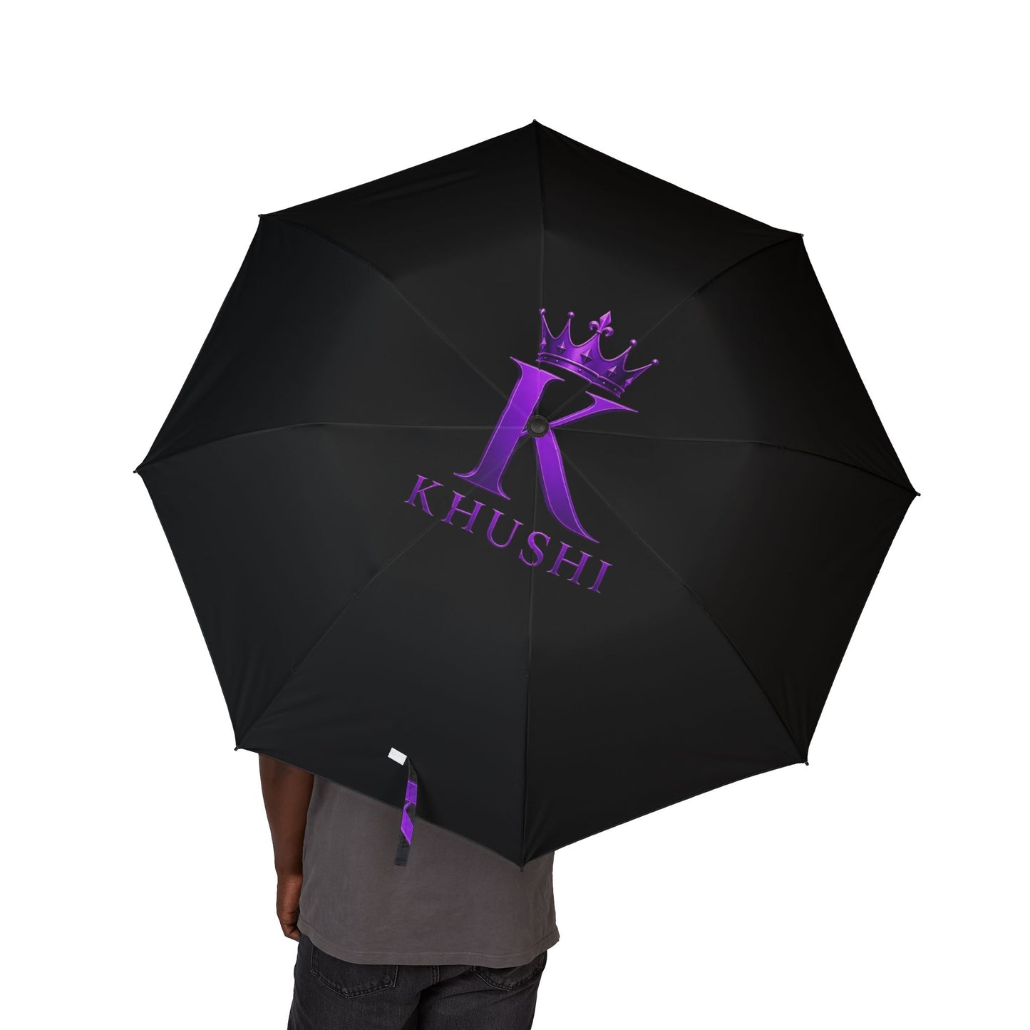 Foldable Umbrella — Purple Crown Design, Semi-Automatic Compact Rain Umbrella