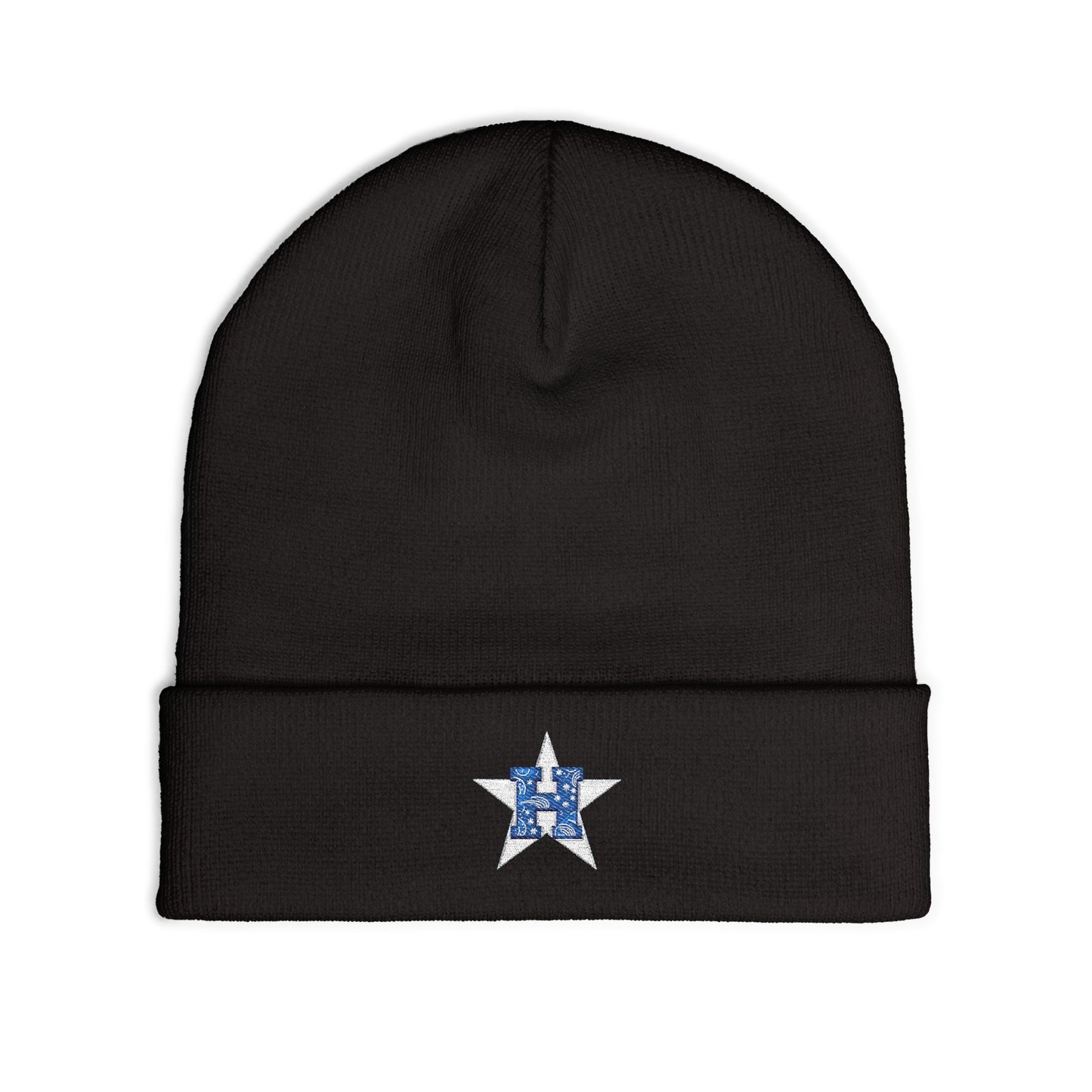 Embroidered Distressed Bandana Star Knit Beanie — Americana Winter Hat