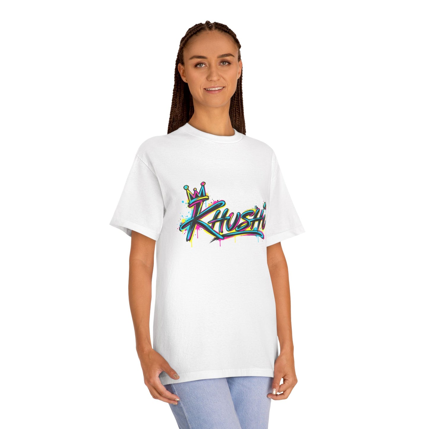 Khushi Graffiti Tee — Colorful Crown Streetwear T-Shirt