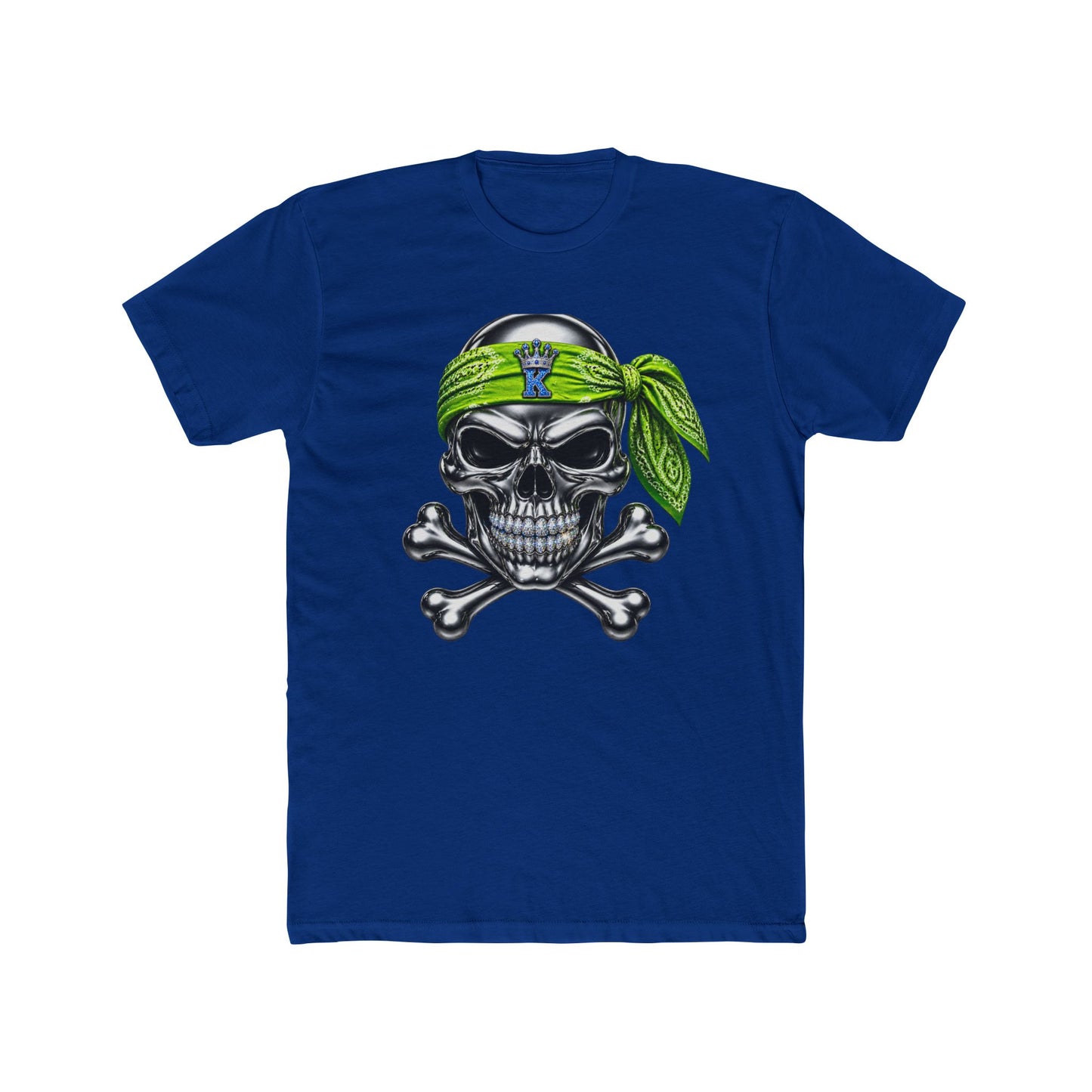 KHUSHI Green Bandana Skull T-Shirt — Pirate Skull Graphic Tee