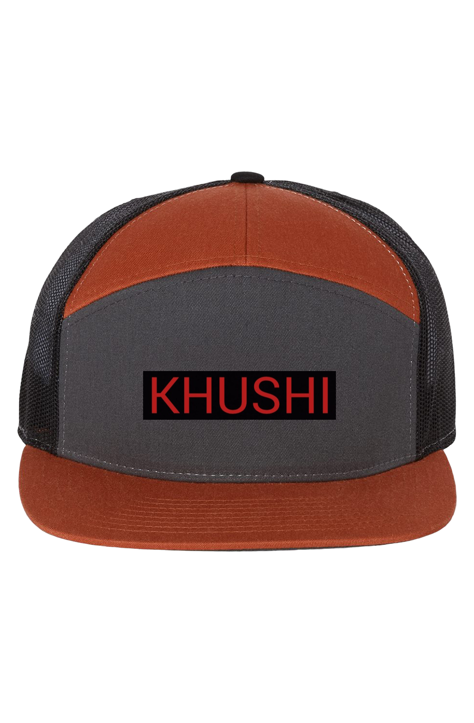 KHUSHI Charcoal-Burnt Orange Letter Cap 
