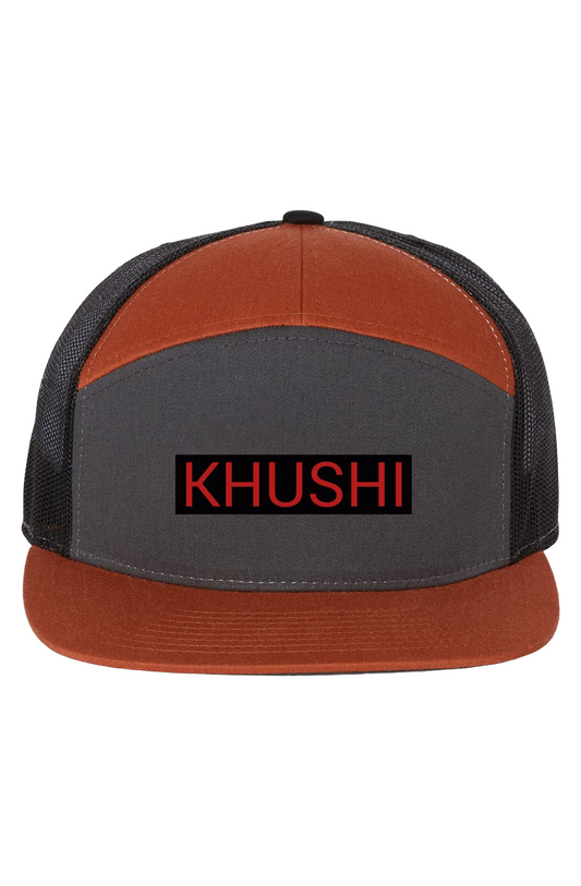 KHUSHI Charcoal-Burnt Orange Letter Cap 