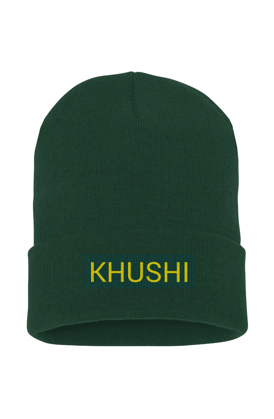 KHUSHI Green cuffed Beanie