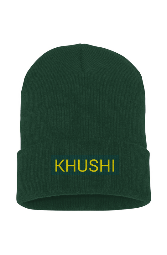 KHUSHI Green cuffed Beanie