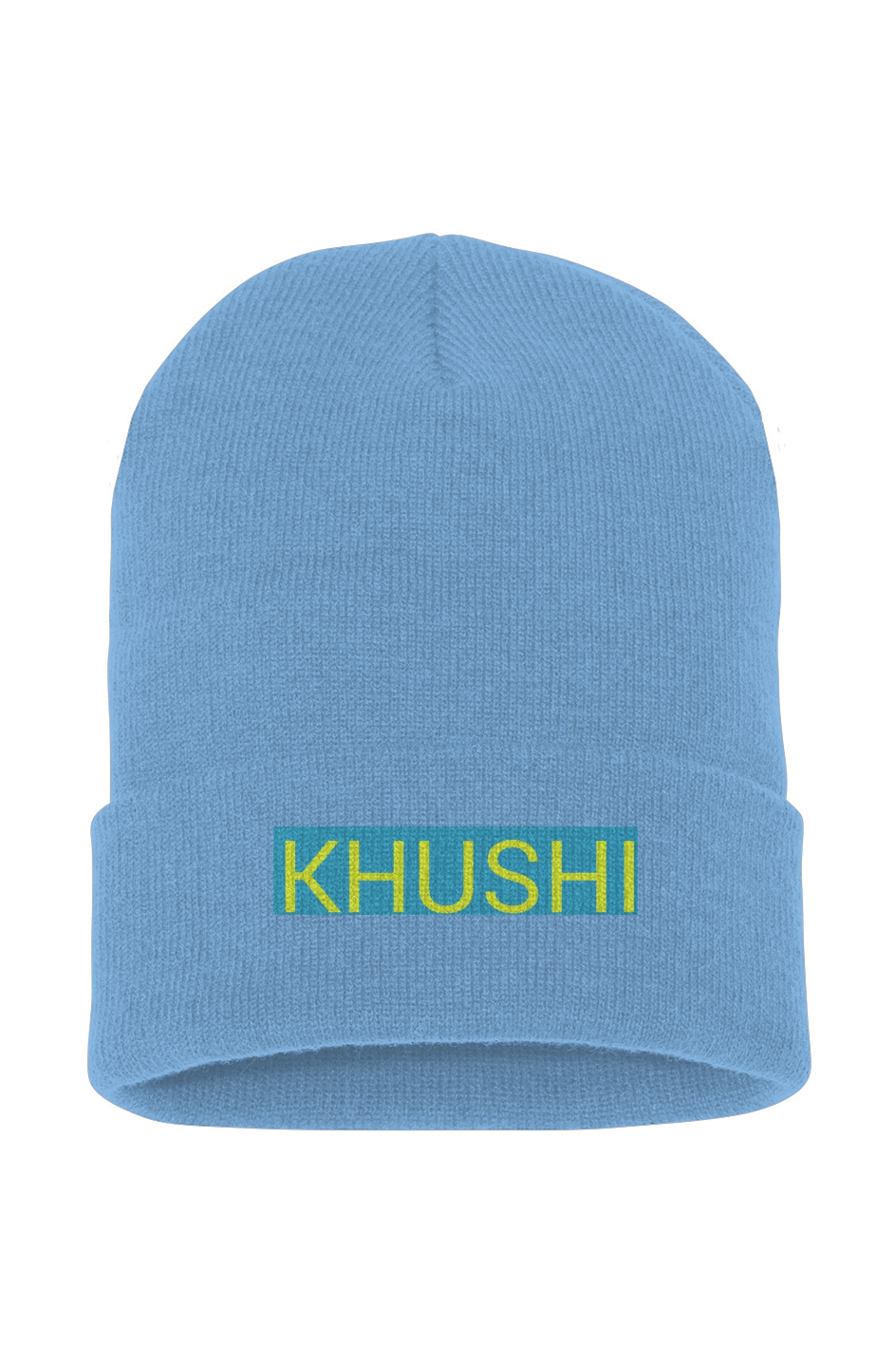 KHUSHI Carolina Blue Cuffed Beanie
