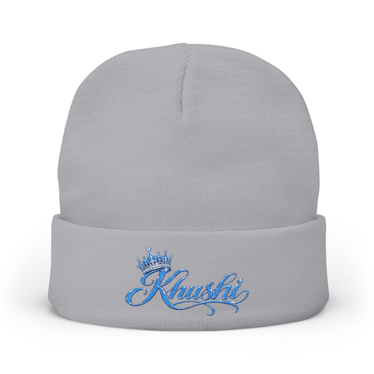 KHUSHI 'Klassic' Crown Knit Beanie — Sparkle Script Winter Hat