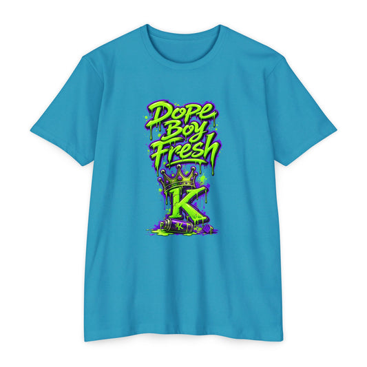 KHUSHI Dope Boy Fresh Graphic T-Shirt — Neon Crown K Streetwear Tee