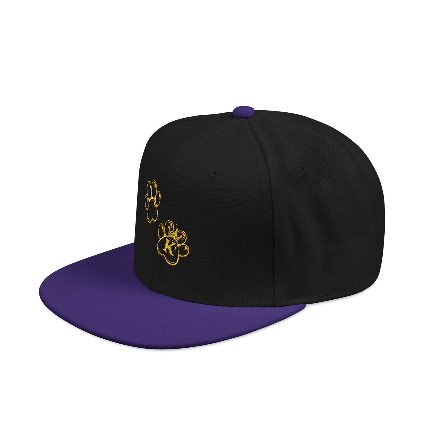 KHUSHI Snapback Hat - Embroidered Gold Leopard Paw Print